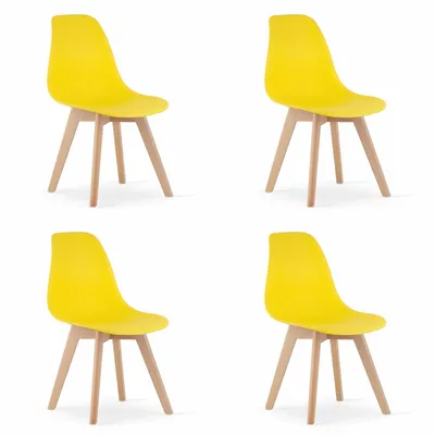 Productafbeelding van Stoel - Leobert - Kito - Geel/Natuurlijke poten - 46 x 54,5 x 80 cm - Set van 4