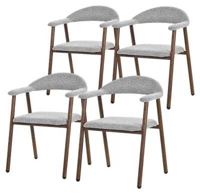Produktbild von ML-Design Esszimmerstühle 4er Set mit Armlehne Küchenstühle Grau, Wohnzimmerstühle mit Rückenlehne, Polsterstühle mit Webstruktur Ergonomische Sessel
