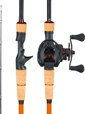 Produktbild von VEVOR Angelrute und Angelrolle (Baitcasting) im Set, 2,13 m Rute aus Kohlefaser (IM7), mit 7+1 Kugellagern & Übersetzung 7,0:1 & Korkgriff