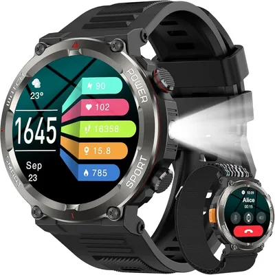 Smartwatch Herren mit Telefonfunktion,1,45"HD, Fitness Tracker Sportuhren mit Pulsmesser Schlafmonitor Schrittzähler, 120+Sportmodi, IP68 Wasserdicht