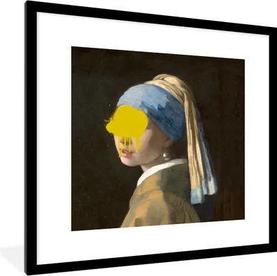 Produktbild von MuchoWow® MuchoWow® Gerahmtes Poster Mädchen mit Perlenohrring - Vermeer - Kunst 40x40 cm - Poster mit zchwarzem Bilderrahmen - Poster - Plakat im Rahmen