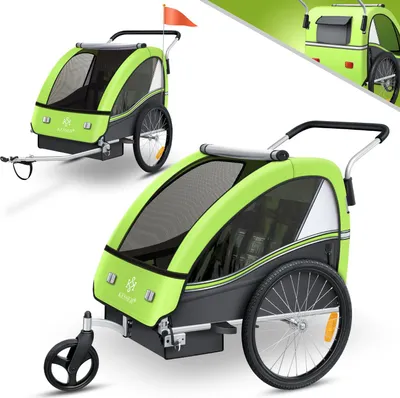 Produktbild von KESSER® Kinderanhänger Fahrradanhänger Sport-RX 2 in 1 Joggerfunktion Kinderfahrradanhänger + 5-Punkt Sicherheitsgurt 360°-Vorderrad Jogger Buggy Fahrrad Anhänger für 1 bis 2 Kinder max. 40kg