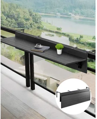 Obrázok produktu pre Skladací balkónový stôl - Závesný balkónový stôl 1500x300mm - Skladací stôl na balkón a terasu