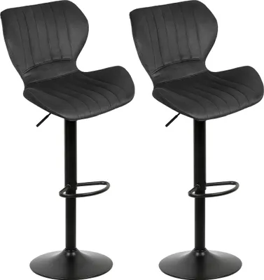 Produktbild von 2er Set Barstühle Barhocker Metallgestell mit Samtbezug Höhenverstellbar Drehbar