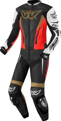 Produktbild von Berik Monza Damen 2-Teiler Motorrad Lederkombi, schwarz/rot/gold, 40