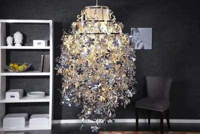 Produktbild von Casa Padrino Designer Hängeleuchte Silber - Leuchte Deckeleuchte Lüster Kronleuchter Hängelampe