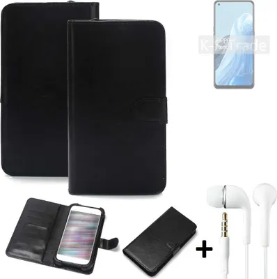 Produktbild von K-S-Trade Wallet Case Handyhülle kompatibel mit Oppo Reno8 Lite 5G Schutzhülle Flip cover Flipstyle Tasche Hülle Flipcover Slim Bumper schwarz + in