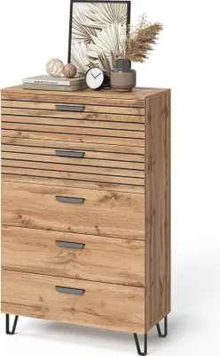 Zdjęcie produktu dla Kredens Vicco Amber Oak Wotan 80 x 127.6 cm z 5 szufladami, Model 55552