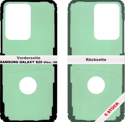 Produktbild von 5x Samsung Galaxy S20 Ultra G988F 5G G988B Akkudeckel Klebefolie Kleber Backcover Rahmen Glue