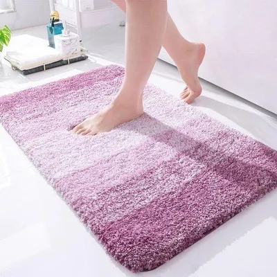 Zdjęcie produktu dla Ibenzoa® Dywanik łazienkowy o wysokim włosiu wykonany z gęstej mikrofibry, wyjątkowo miękki – 40 x 60 cm, włosie o wysokości 3 cm, antypoślizgowa podstawa z TPR, bez PVC, kolor fioletowy