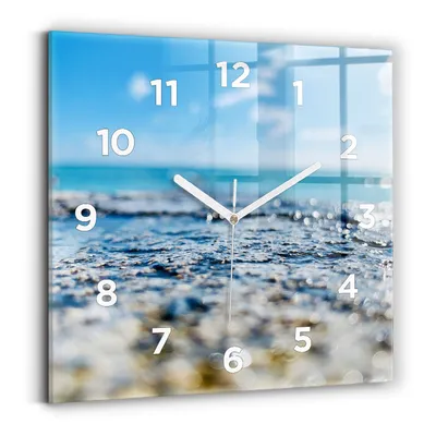 Produktbild von Wallfluent Wanduhr – Stilles Quarzuhrwerk - Uhr Dekoration Wohnzimmer Schlafzimmer Küche - Zifferblatt - weiße Zeiger - 30x30 cm - Wasserfotografie