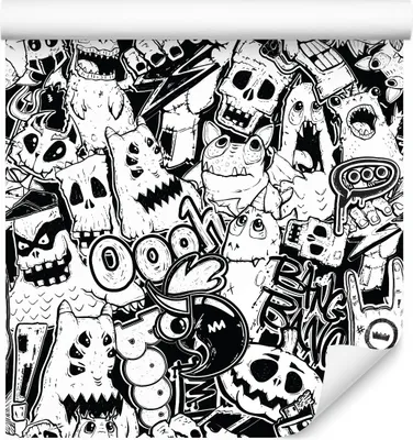 Produktbild von 10m VLIES TAPETE Rolle Graffiti Jugend Muster Monster Aufschriften XXL