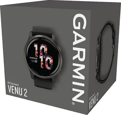 Produktbild von Garmin Venu 2 - Smartwatch - 45 mm - schwarz - Sportuhr mit Band - Silikon - schwarz - Handgelenkgröße: 135-200 mm - Anzeige 3.3 cm (1.3") - Bluetoot