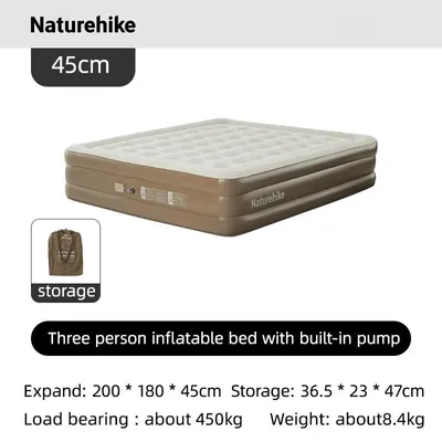 Immagine prodotto di Materasso gonfiabile, pompa integrata, design portatile, per 3 persone, altezza 45 cm