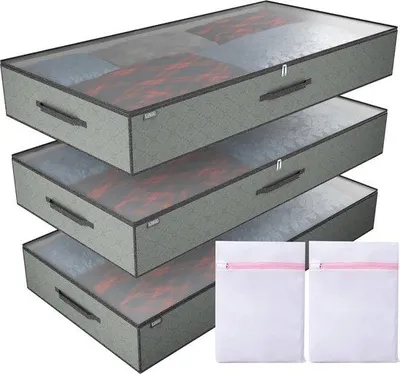 Produktbild von Famanu Aufbewahrungstasche 90L - 3er Set Aufbewahrungsboxen mit Reißverschluss für Kleidung und Bettwäsche