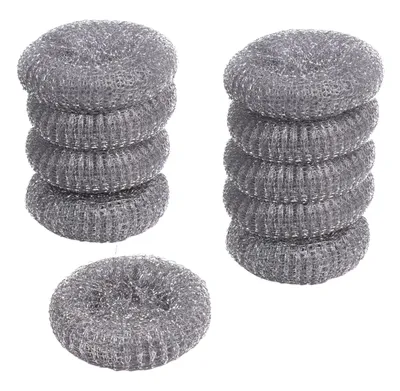 Produktbild von 10x STAHLSCHWAMM aus Edelstahl Topfkratzer Topfschwamm Topfreiniger Grillreiniger Scheuerschwamm Reinigungsschwamm Schwamm 31