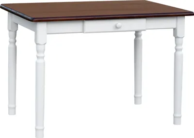 Obrázok produktu pre Biely stôl II so zásuvkou z masívneho borovicového dreva s doskou vo farbe orech 100 x 60 cm
