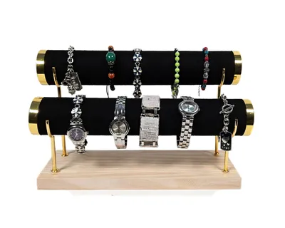 Produktbild von 2er Schmuckständer Schmuckhalter Armbandständer Uhrenständer mit Metallträgern schwarz