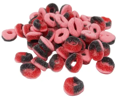 Produktbild von Fruchtgummi schwarze Johannisbeer Ringe süß sauer gezuckert 2000g