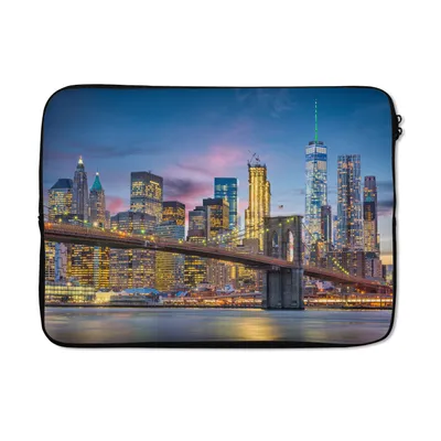 Produktbild von MuchoWow® Laptop Hülle 13 Zoll New York - Brooklyn Bridge - Nacht Laptoptasche - Laptophülle - Sleeve - Rundumschutz