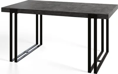 Produktbild von Alpi Moebel, Rechteckiger Esstisch Rosa, Modern Tisch 200x90x77 cm, Dunkelgrau mit Schwarz Metallbeinen
