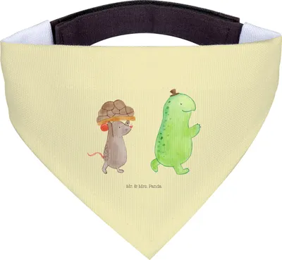 Produktbild von Mr. & Mrs. Panda Hunde Halstuch Schildkröte Maus - Gelb Pastell - Geschenk, Hunde-Halstuch, Für, Tuch, Hilfe, Bandana, Freunde