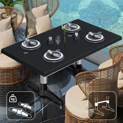 Produktbild von WBC | Jamaika Loungetisch | B: T: H:  120 x 70 x 40 cm | Schwarz / Schwarz | Zusatzgewicht + Verbinder | Bistro Loungetisch Gastro Tisch