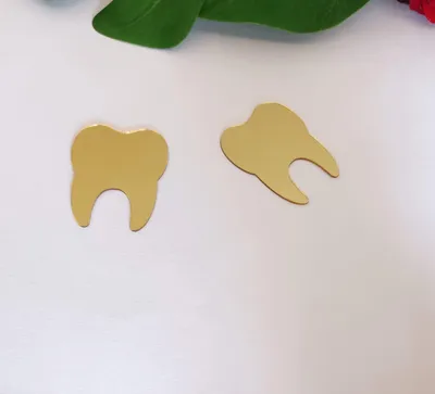 50 DIY Zahnform Spiegelaufkleber, Acryl, gold, 2,5 x 2 cm