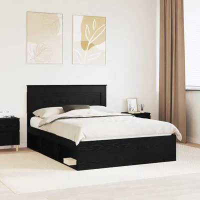 Produktbild von Möbel Bettrahmen Schwarz 140 x 190 cm Massives Kiefernholz - Klassische Betten &29732