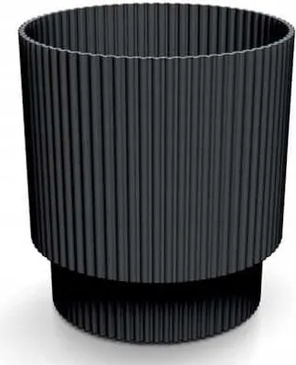 Produktbild von Schwarz gestreifte Kunststoff Blumentopf 15,7x14,6 cm dekorative Milly Runde