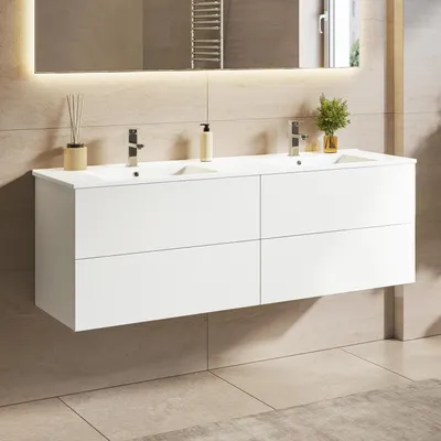 Zdjęcie produktu dla LOMAZOO NINEO 140 cm, błyszcząca biel, biała umywalka