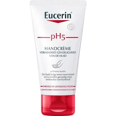 Produktbild von Eucerin pH5 Hand Cream, Creme, Frauen, Jeder Hauttyp, Feuchtigkeitsspendend, Schutz, 75 ml, Aqua, Glycerin, Hydrogenated Coco-Glycerides, Panthenol, Stearyl Alcohol, Triisostearin, Cetyl...