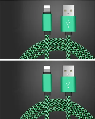 Image de 2xpcs. câble de charge pour iPhone 6 6S 7 8 Plus X XS Max XR 11 Pro Max 5 5S SE iPad min 2mètres vert