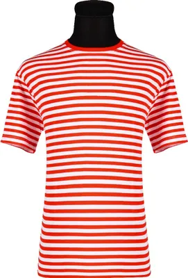 Produktbild von T2595-0502-M rot-weiß Damen-Herren Kurzarm Ringelhemd Kölnshirt Gr.M
