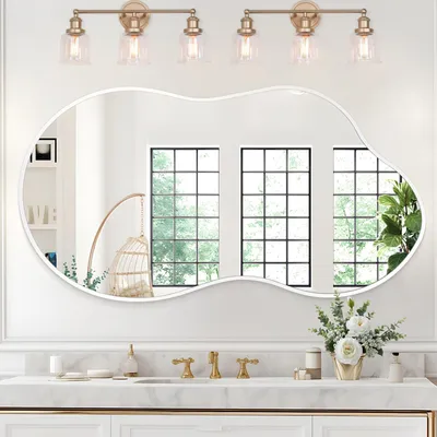 Immagine prodotto di Specchio da parete, forma irregolare, 50 x 90 cm, lega di alluminio, colore bianco