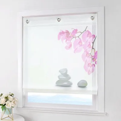 Produktbild von Dünne Gardine mit Blumenmuster weiß 60x140cm