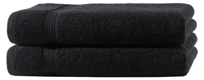 Produktbild von 2er Set Frottee Duschtücher Elegance 70x140 cm 100% Baumwolle 500 gsm Duschtuch schwarz