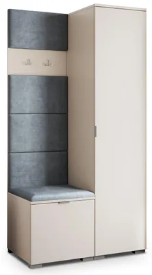 Produktbild von Masseno Garderobe-Set LORI 95/181/51 cm Modern Garderobenschrank Kaschmir, Veloursstoff MONOLITH 85 (Grau)