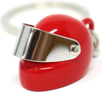Imagen del producto de Llavero con forma de casco de motocicleta: Fabricado en metal de alta calidad, con visera abatible. Modelo S017, color rojo