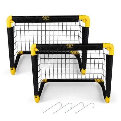 Produktbild von Umbro Fußballtor 50 x 44 x 44 cm - Set von 2 - Faltbares Fußballtor - Für Kinder - Trainingszubehör für innen und außen - Kunststoff - Schwarz/Gelb