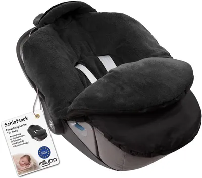 Produktbild von MILLYBO Baby Fußsack – Winter Einschlagdecke für Kinderwagen & Autositz - Schwarz