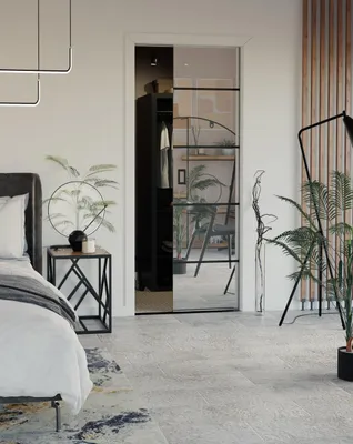 Image de KIER FURNITURE Porte Coulissante Intérieur avec Rail Noir 96x205x3,6 cm