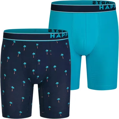 Produktbild von Happy Shorts Herren Langer Boxer 2-Pack Jersey Boxer Briefs - Palms - Größe M