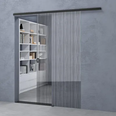 Produktbild von doporro Glasschiebetür Komplettset Softclose 102,5 x 205 cm Schiebetür mit Sicherheitsfolie 8mm ESG-Sicherheitsglas Zimmertür Glas Schwarz gebürstet Muranino-001