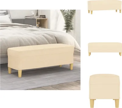 Zdjęcie produktu dla vidaXL Ławka kremowa 100x35x41 cm tkanina - Ławki