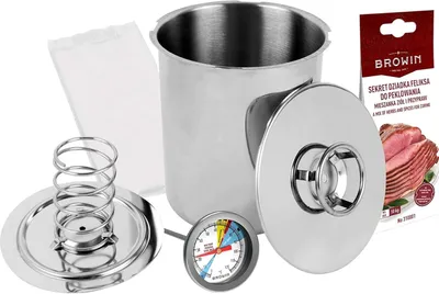 Produktbild von Schinkenkocher Edelstahl Kochschinkenform mit Thermometer und x20 Beuteln BROWIN