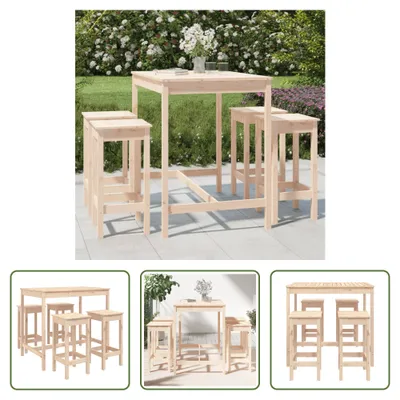 Produktbild von The Living Store 5-tlg. Gartenbar-Set Massivholz Kiefer