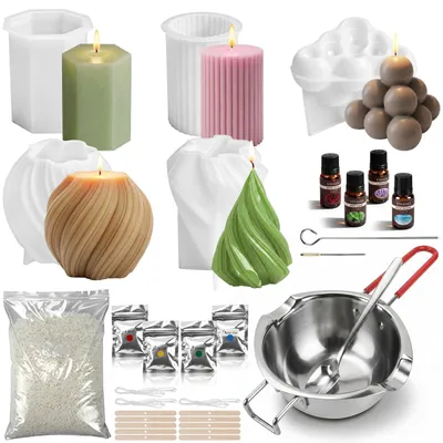 Productafbeelding van Zelf kaarsen maken: set met sojawas en vormen