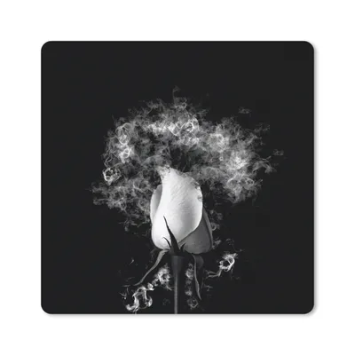 Produktbild von MuchoWow® Mauspad Mousepad Rosen - Blumen - Rauch - Schwarz - Weiß 20x20 cm - Mousepads - Maus Mat - Pad - Mausunterlage - Desk Mat - Bureauartikeln