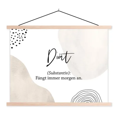 Produktbild von MuchoWow® Textilposter Diät - Sprichwörter - Definition von Diät - Zitate - Wörterbuch 60x45 cm mit holzfarbenen Rahmen - Bild